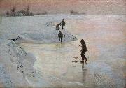 Emile Claus Skaters Sweden oil painting artist